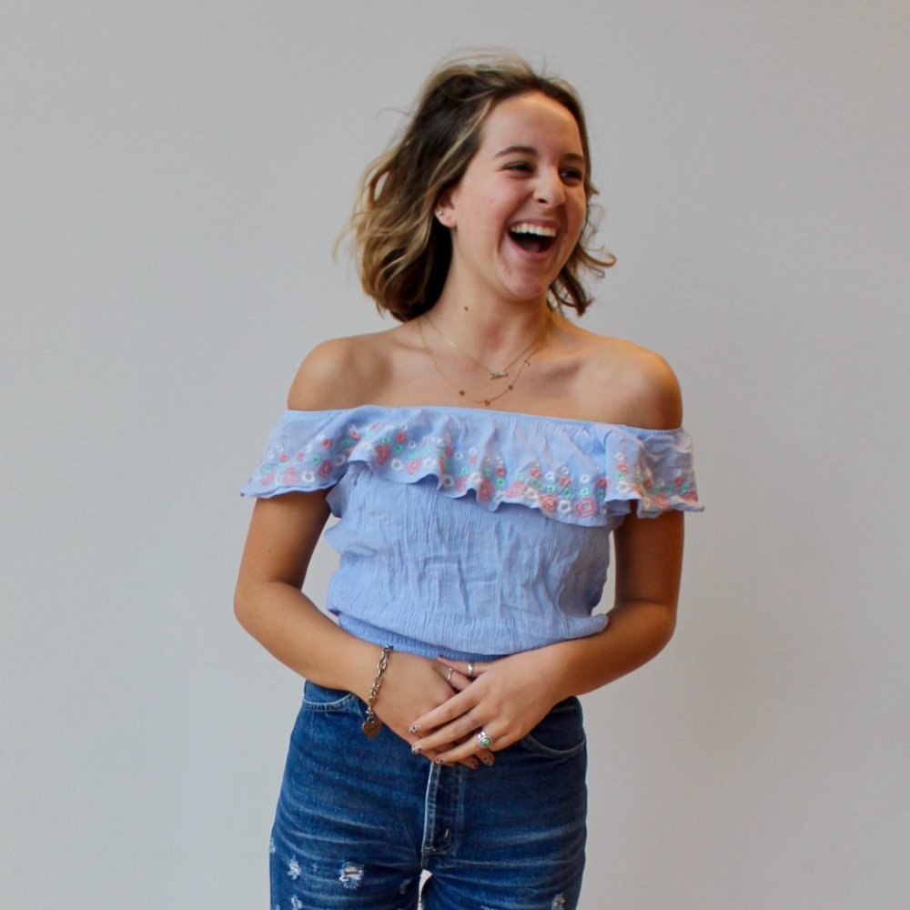 Off The Shoulder Crop Top - Baby Blue
